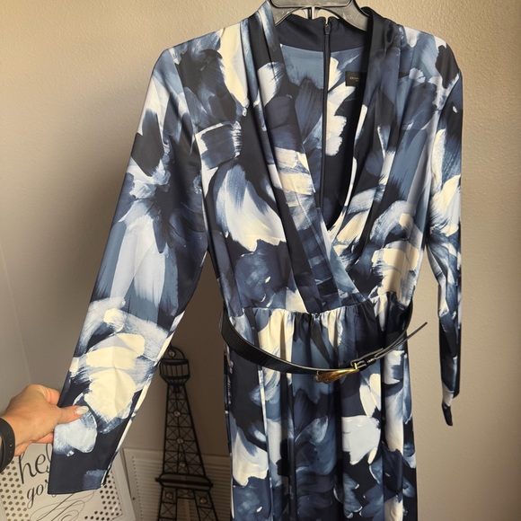 NWT Donna Karan New York FLORAL BELTED A LINE MIDI DRESS Sz 8 - Picture 7 of 14